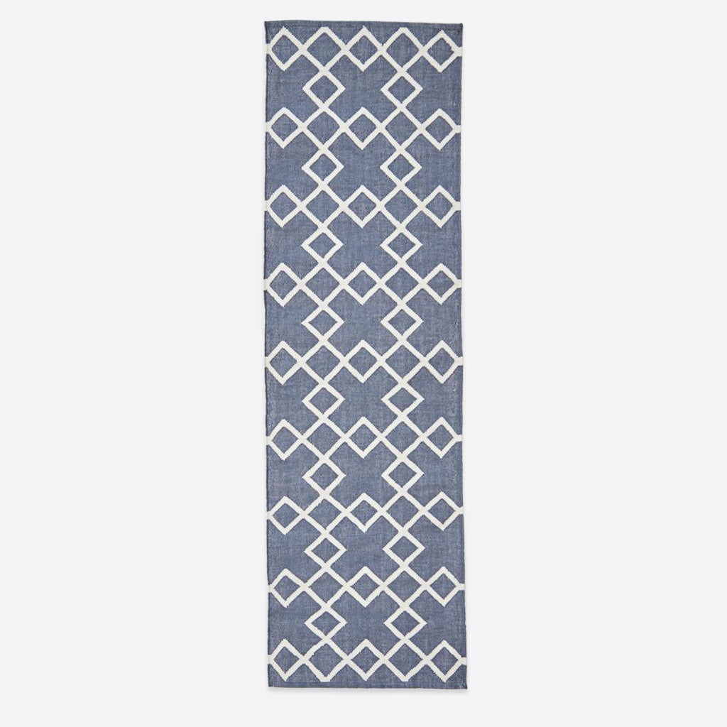 Navy Juno Runner Rug - 600cm x 70cm