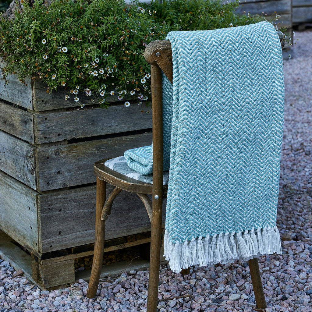 Teal Herringbone Blanket