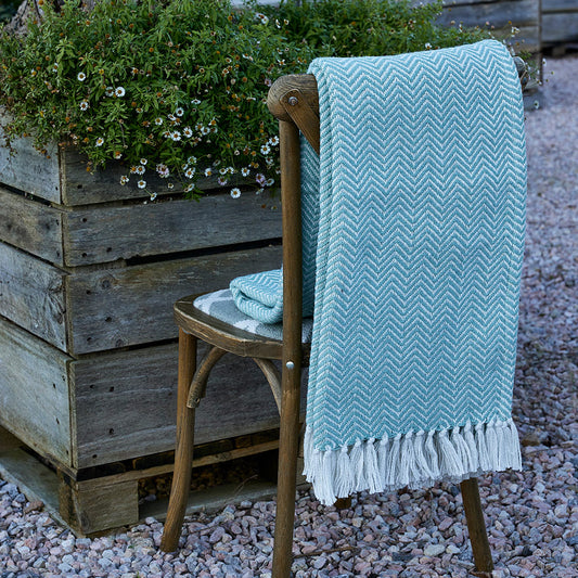 Teal Herringbone Blanket