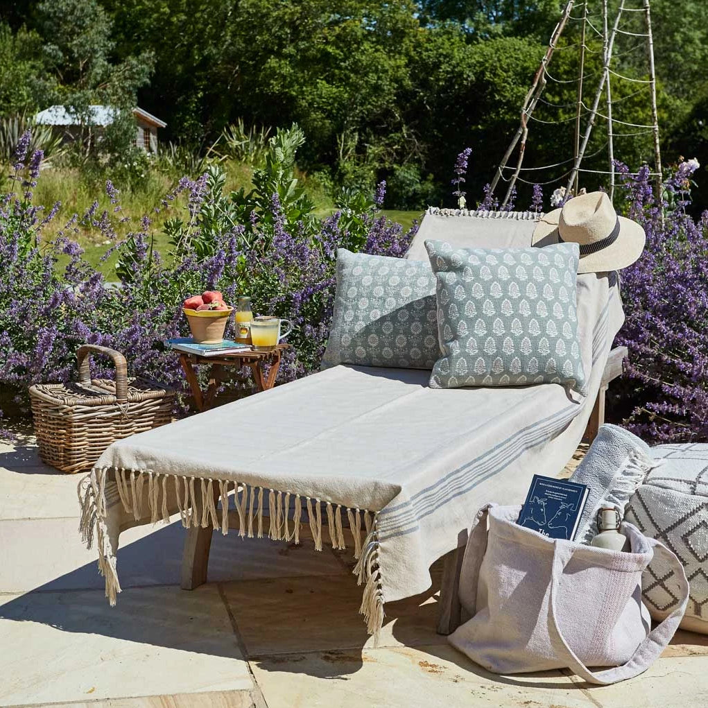 Antibes Linen & Blue Throw - Sale Item