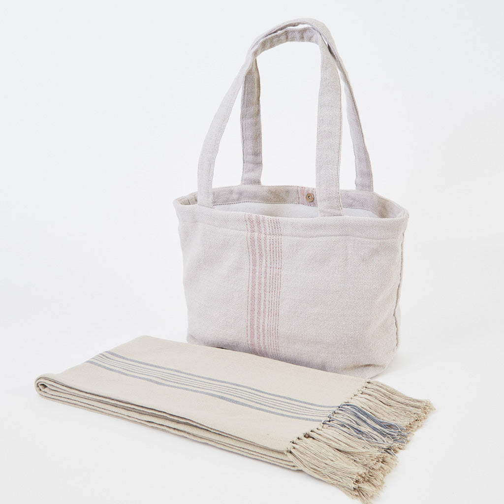 Antibes Linen & Blue Throw - Sale Item