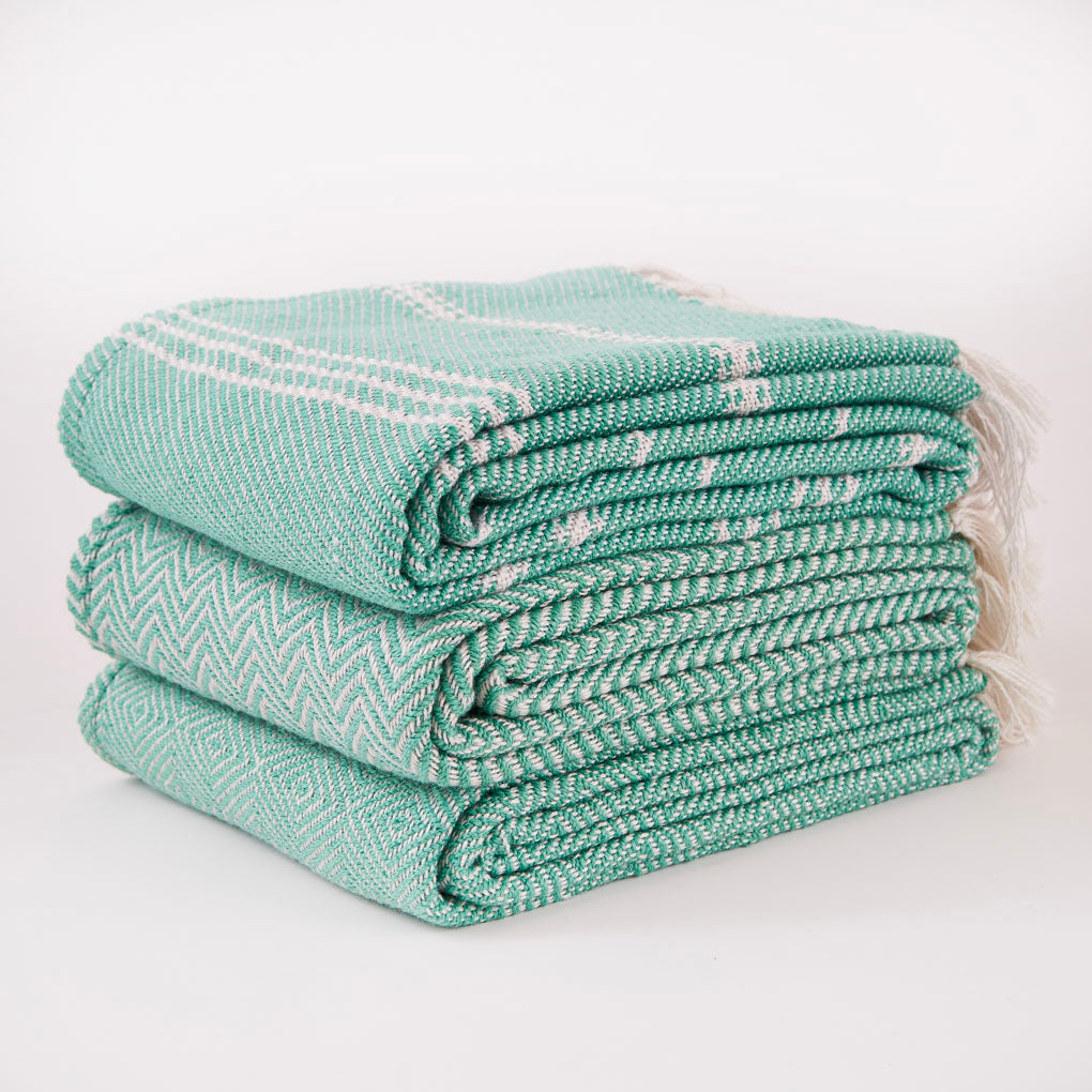Oxford Stripe Aqua Blanket - Sale Item