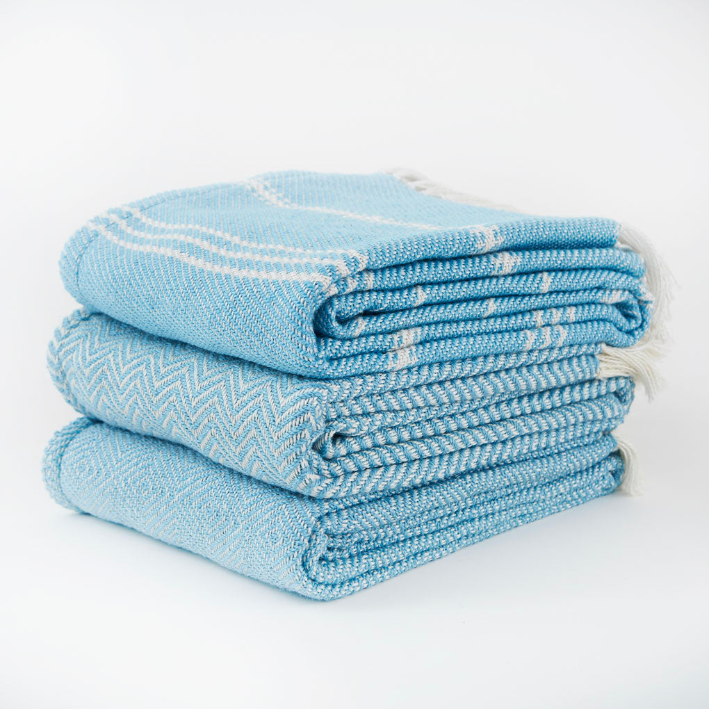 Oxford Stripe Azure Blanket - Sale Item