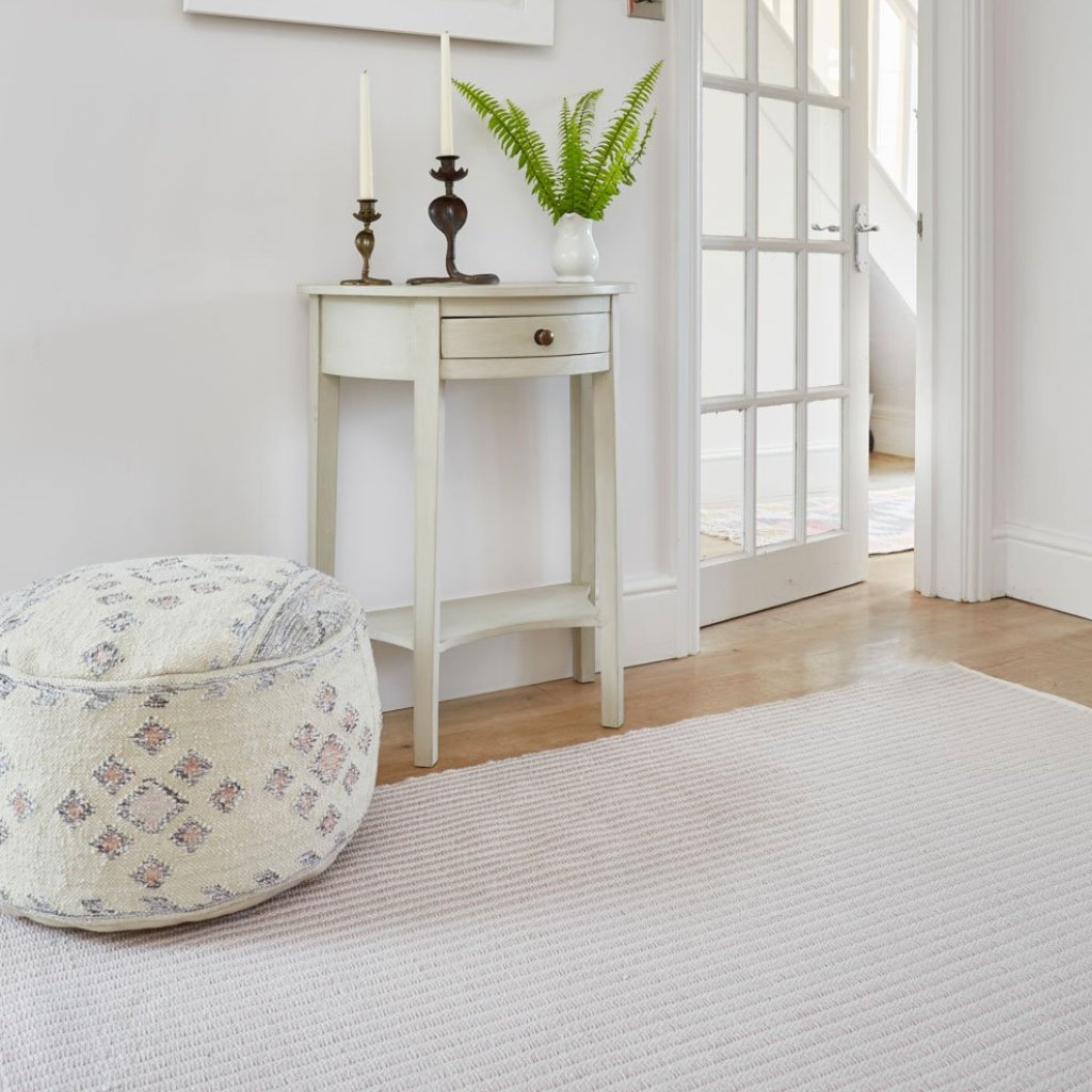 Andalucia Cadiz Footstool with Brighton Stripe Rug and side table