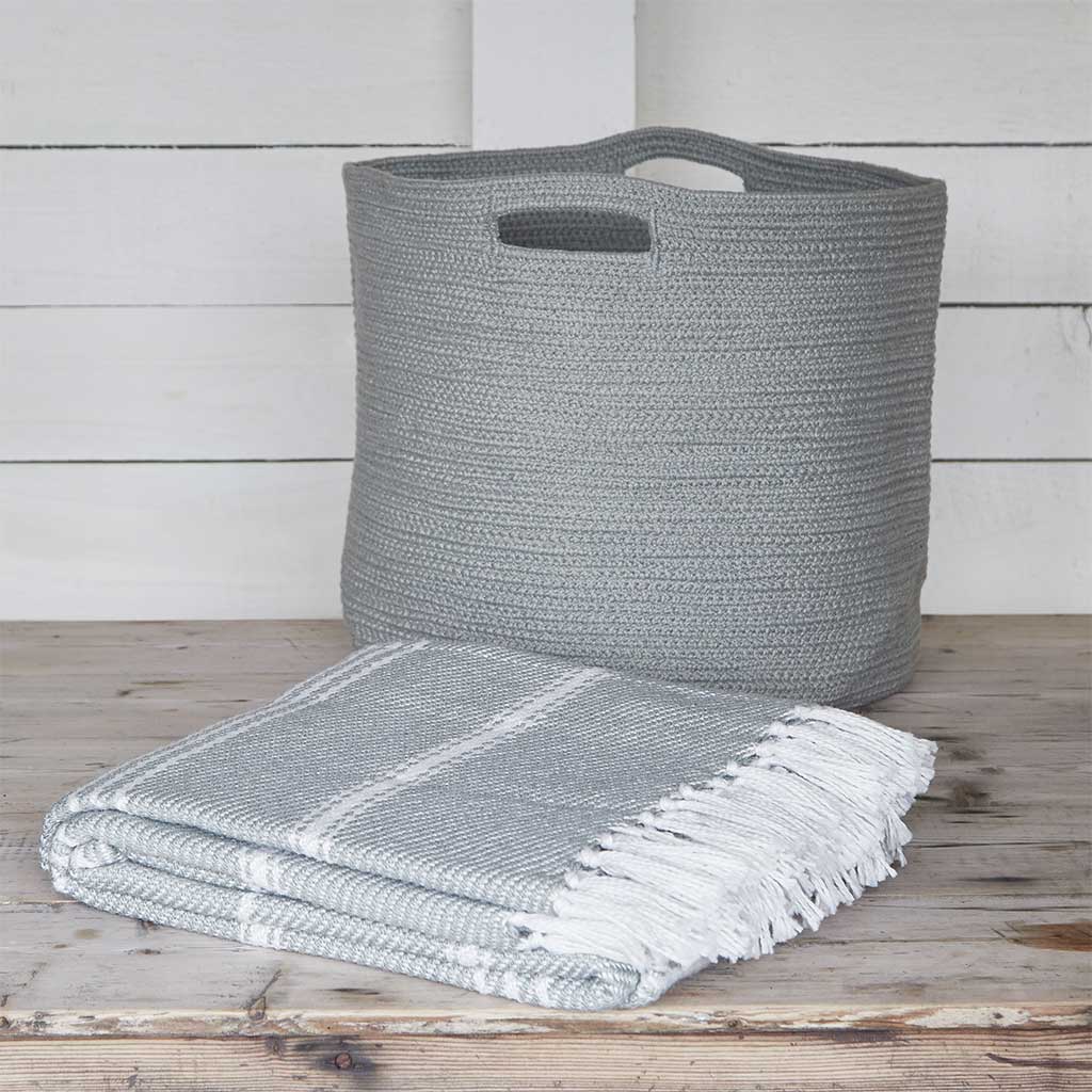 Dove Grey Basket & Blanket Bundle