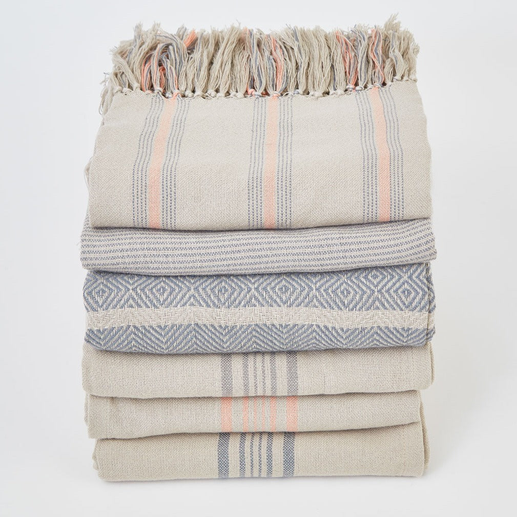 Antibes Linen & Blue Throw - Sale Item