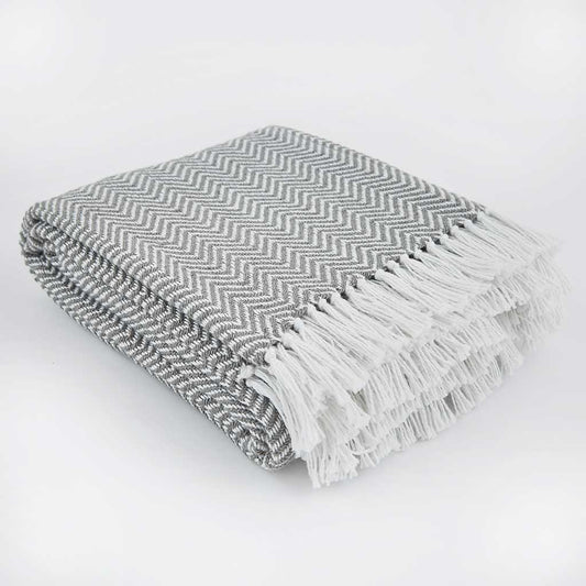 Herringbone Slate Grey Blanket