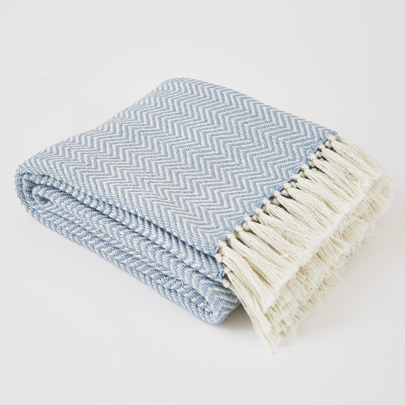 Lavender Herringbone Blanket Light Purple Throw Blanket Weaver Green