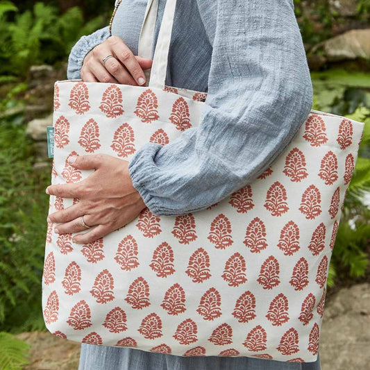 Jaipur Acorn Coral Canvas Bag