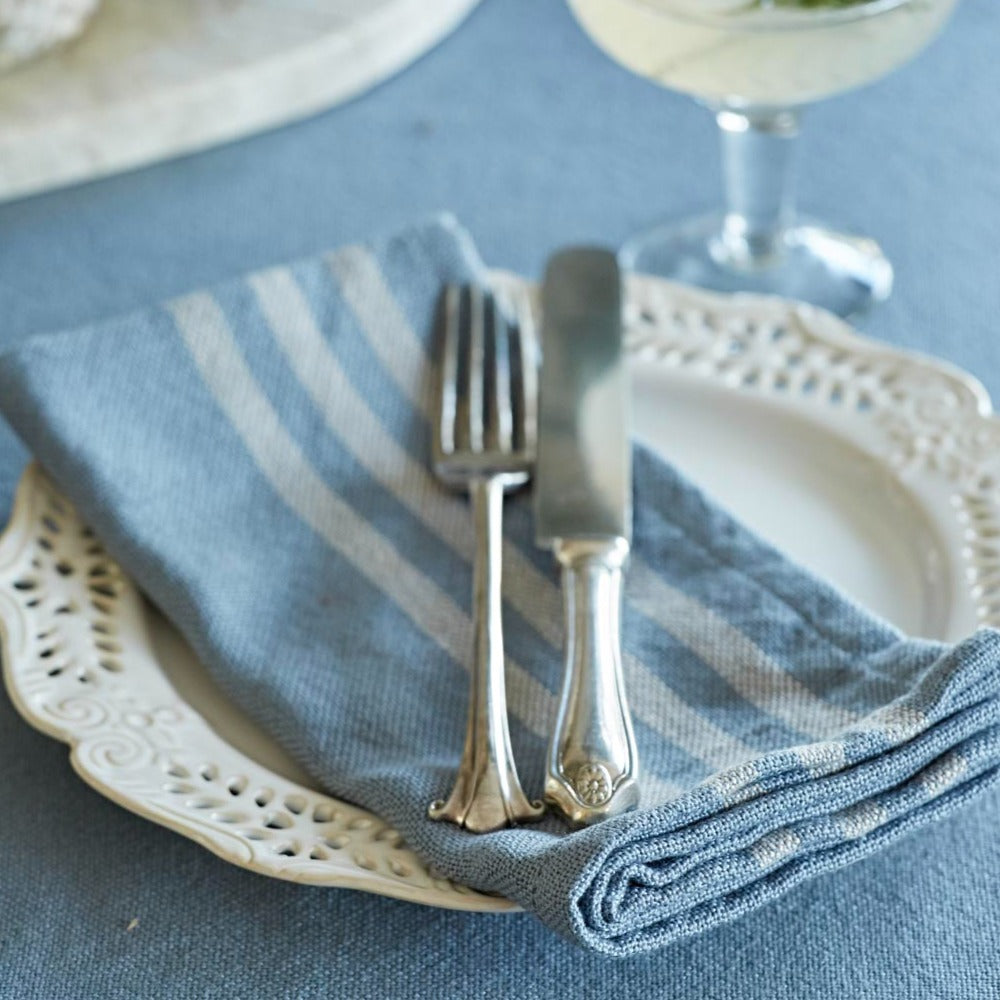 Maxime Blue & Linen Napkins (4 Pack)