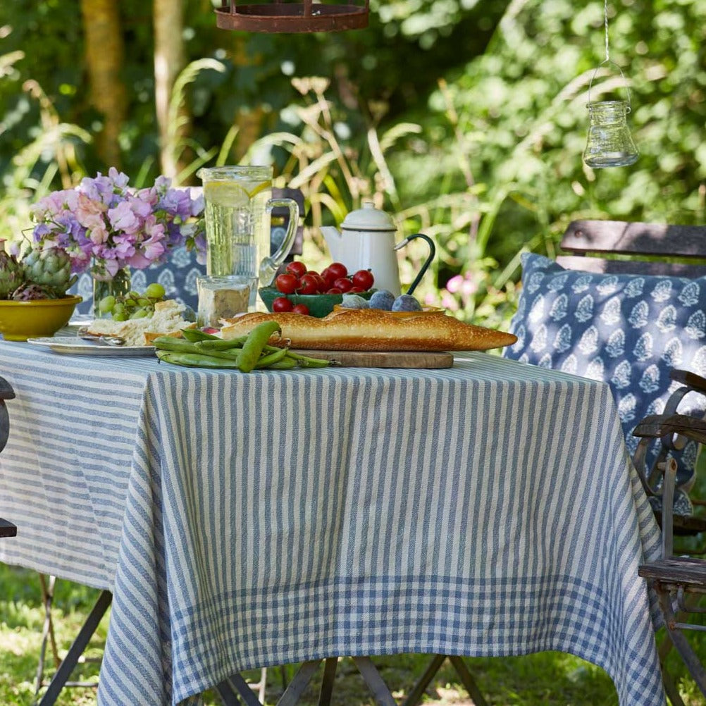 Toulouse Blue Stripe Tablecloth
