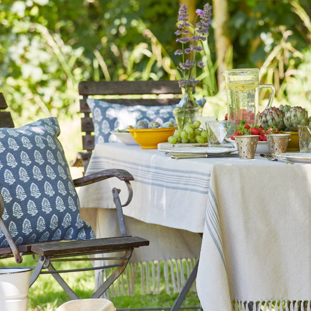 Antibes Linen & Blue Throw - Sale Item