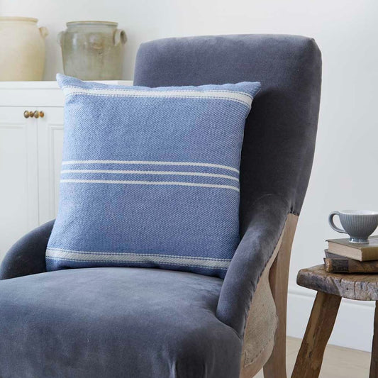 Oxford Stripe Cobalt Cushion