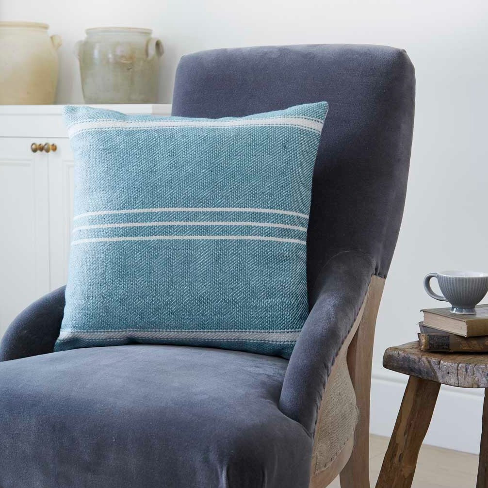 Oxford Stripe Teal Cushion