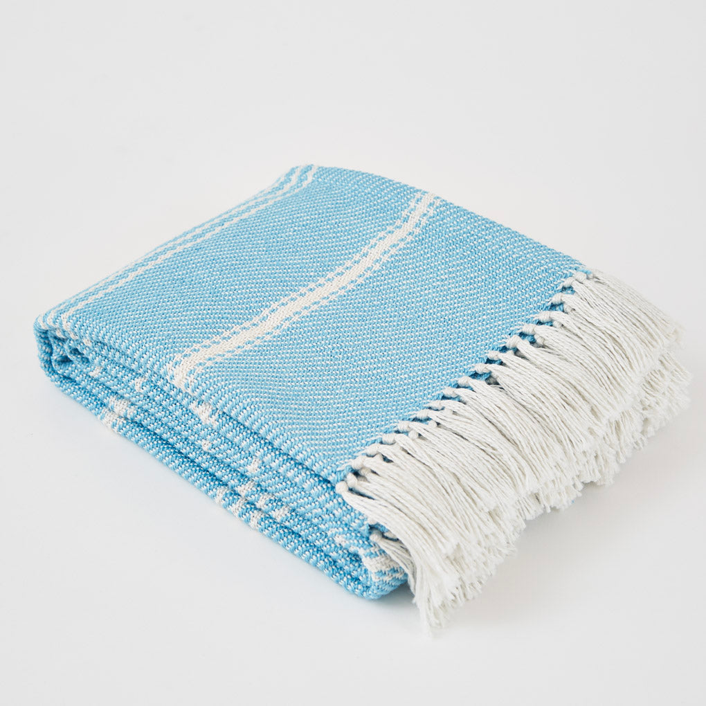Oxford Stripe Azure Blanket - Sale Item