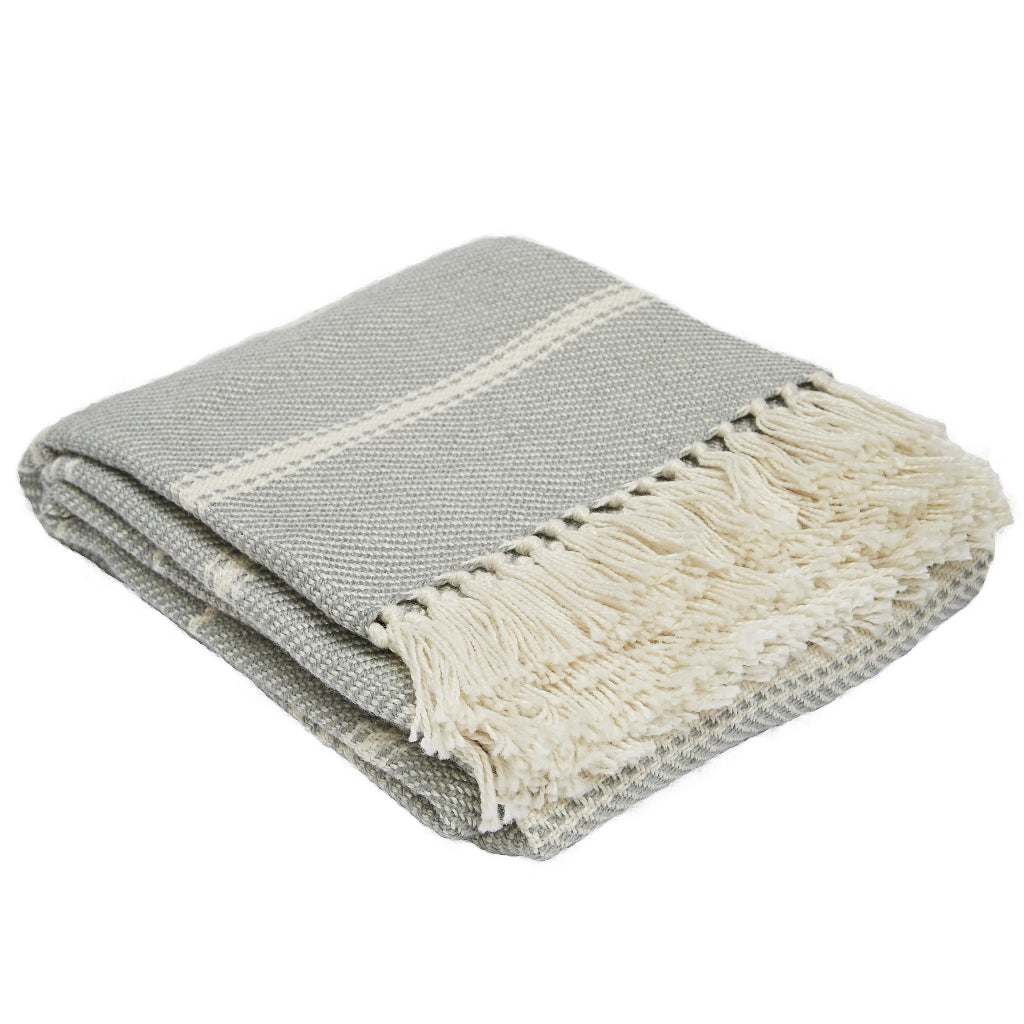 Oxford Stripe Dove Grey Blanket