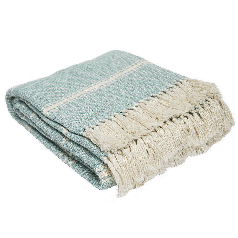 Oxford Stripe Teal Blanket Teal Striped Throw Blankets Weaver Green