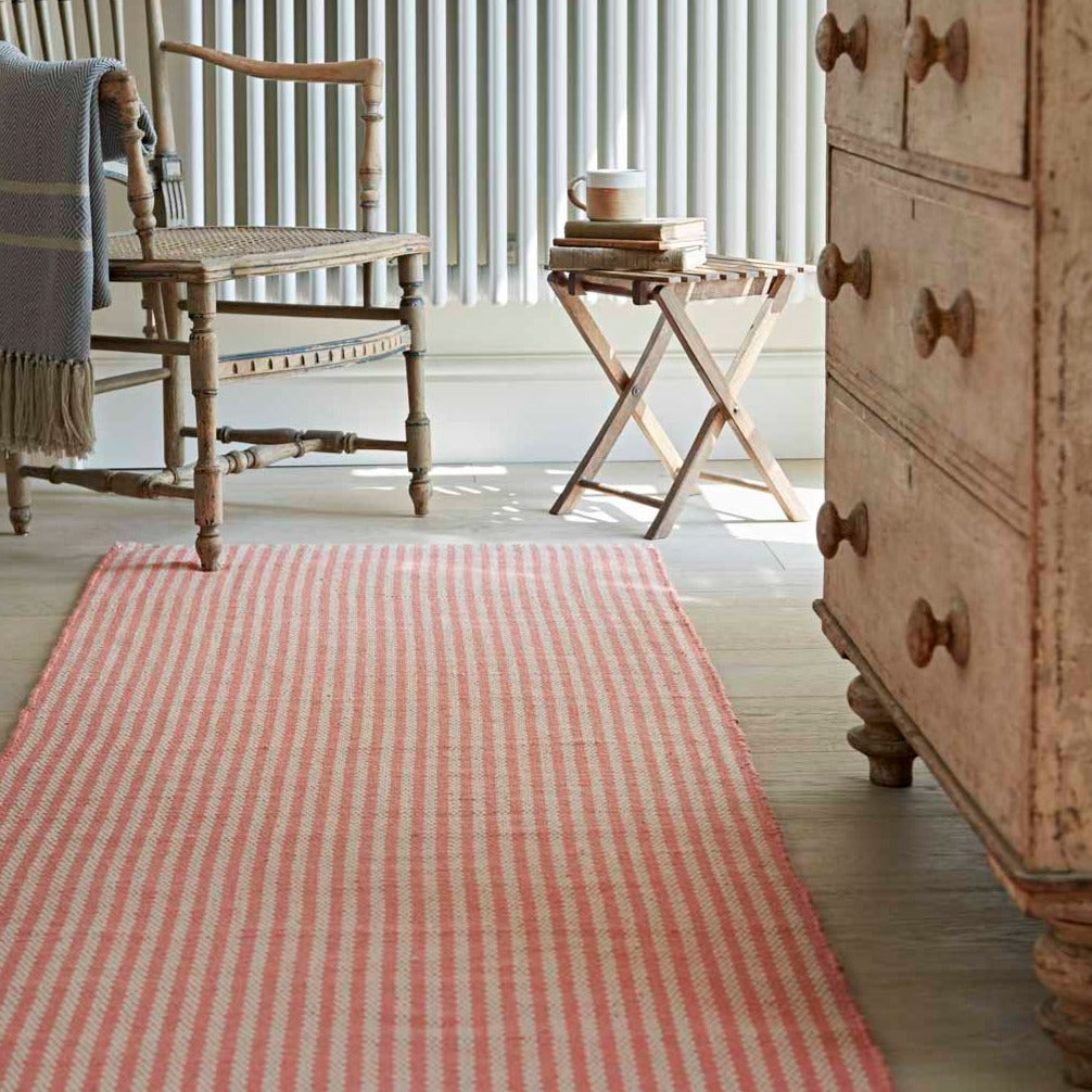 Polperro Stripe Coral Runner Rug