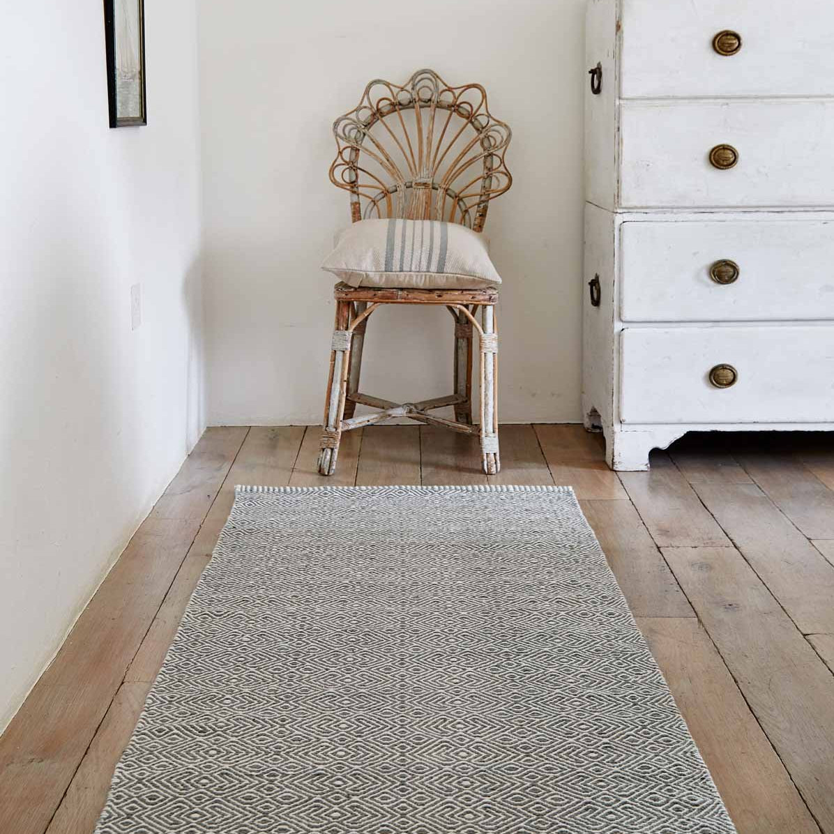 Dove Grey Provence Runner Rug in hallway