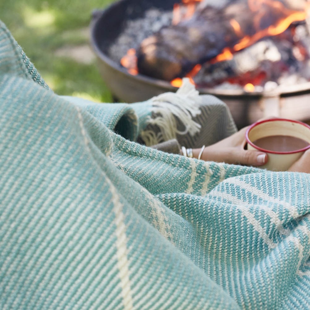 Oxford Stripe Aqua Blanket - Sale Item