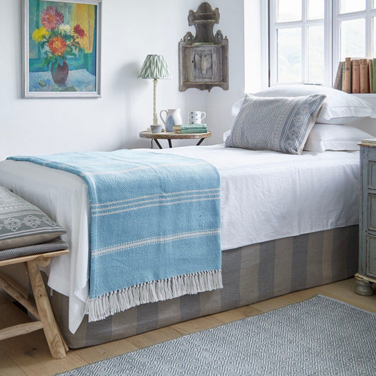 Oxford Stripe Azure Blanket - Sale Item