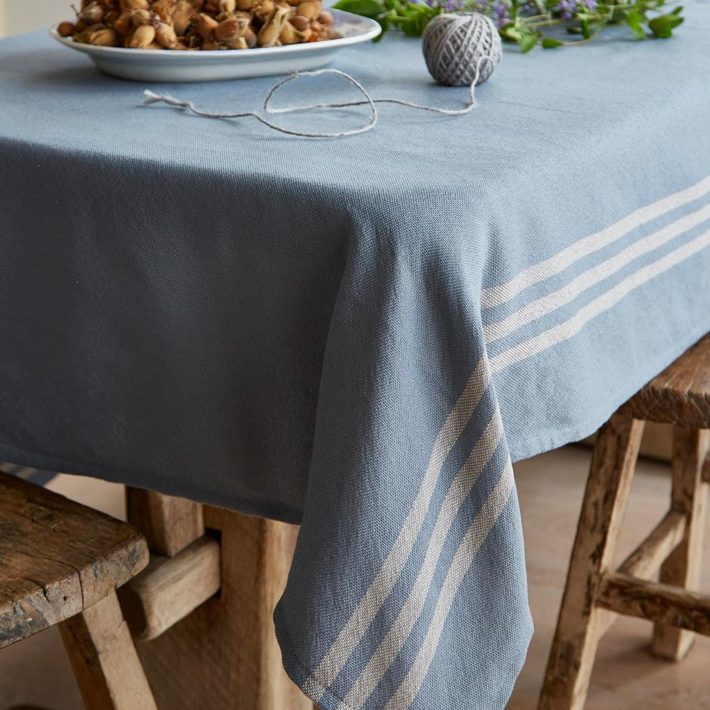 Maxime Blue & Linen Tablecloth