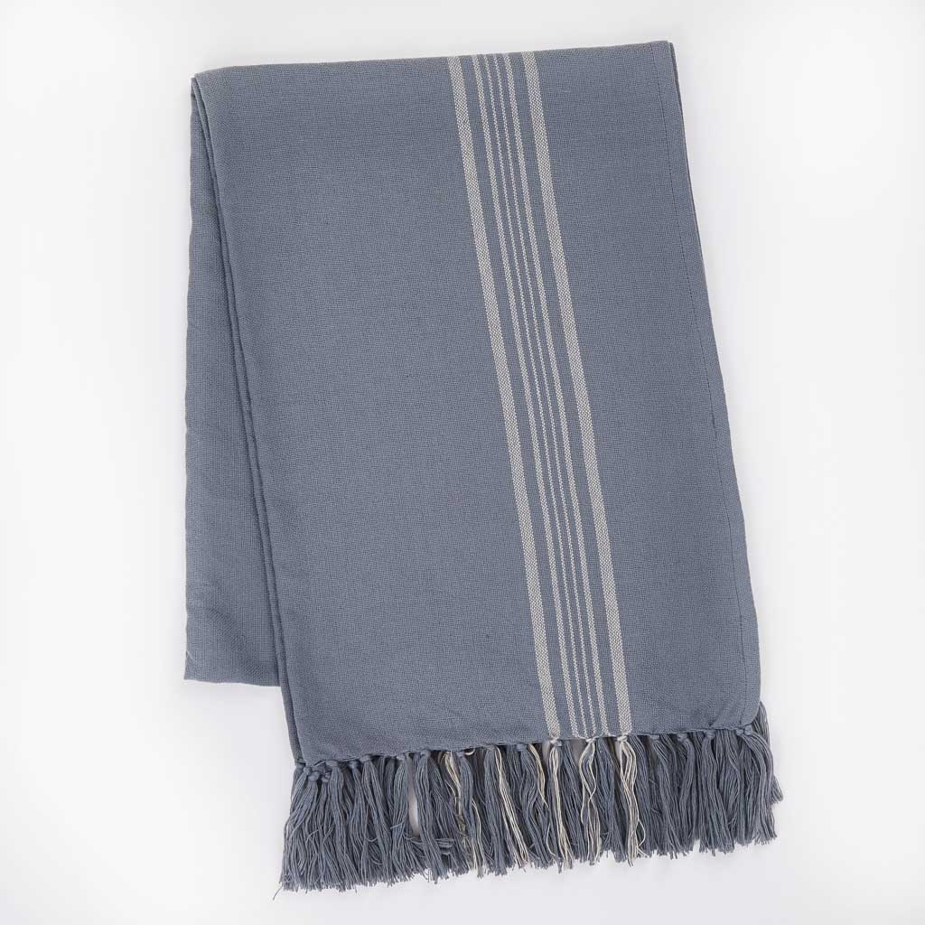 Antibes Blue & Linen Stripe Throw - Sale Item
