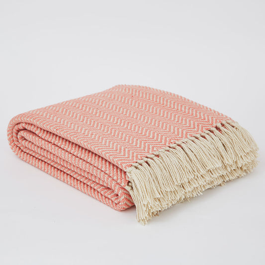 Coral Herringbone Blanket