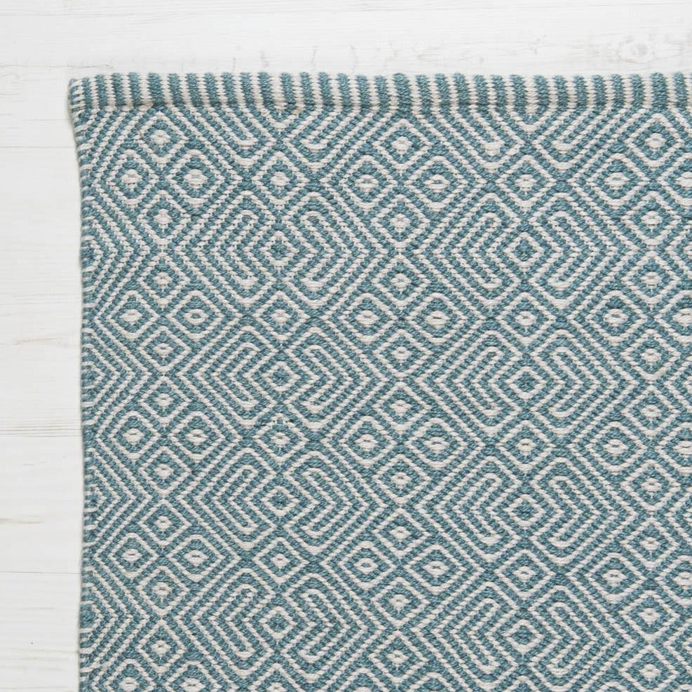 Teal Provence Runner Rug close up
